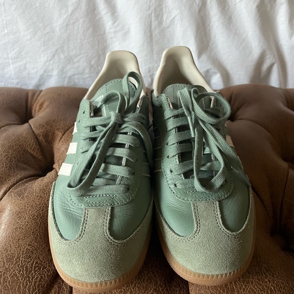 ONLY WORN ONCE…Light Green Adidas Sambas - Picture 2 of 6